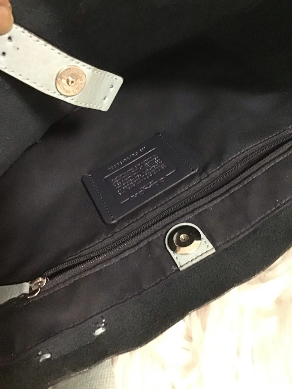 Coach Derby light blue leather tote bag please read